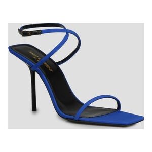 NIB Saint Laurent Baliqua Blue‎ Strappy Stiletto Sandals Heels 40